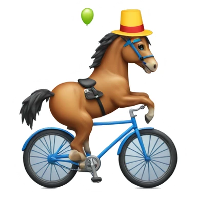 Horse with a birthday hat on a bike  sticker
