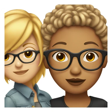 Lesbian kiss with girl who has blonde hair and glasses and a girl with short red hair  sticker