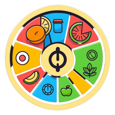 balanced lifestyle wheel with movement, nutrition, rest, and vitality sticker