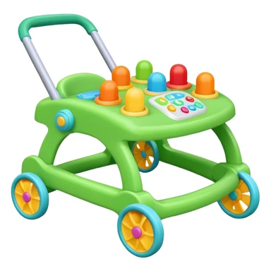 green baby walker with toys on it sticker