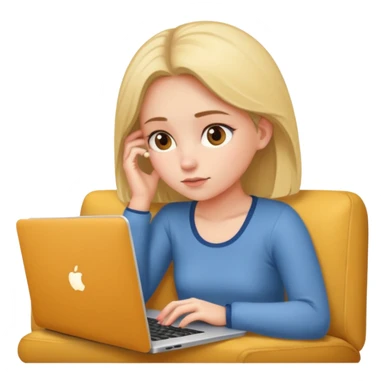 A girl is lying on the couch with a laptop, working sticker