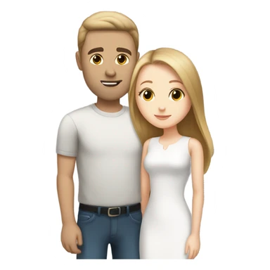 white girl with light brown straight hair girl kissing tall guy with white skin and black hair sticker