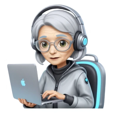 old lady alien with only gaming laptop. sticker