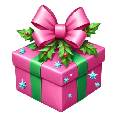 christmas gift with mistletoe magic color and peppermint pink bow sticker