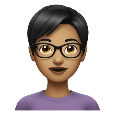 Short black hair girl with glasses and black eyes sticker