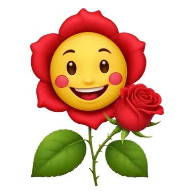 Normal emoji yellow biting a rose flower  sticker