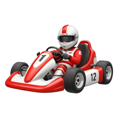 Kart With Body Color Is Red And White With Number Is 1 sticker