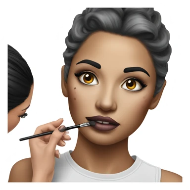 Hyper Realistic Beautiful lightly tattooed woman having make-up applied  sticker