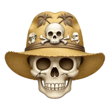 Straw hat with skull  sticker