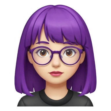 girl with bangs and purple hair and glassess sticker