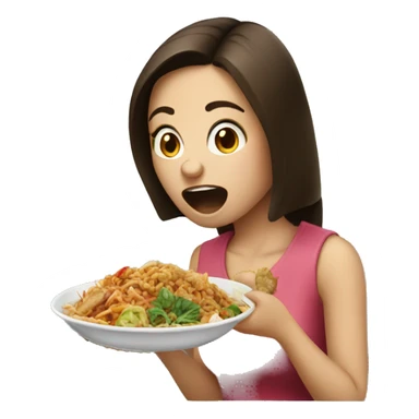 Brunette girl eating bad Thai food  sticker