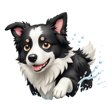 Black and white border collie swimming sticker
