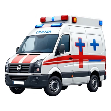 Volkswagen crafter 2013 years ambulance with blue light and red stripes and crosses on the sides sticker