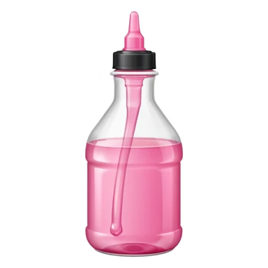 Pink clear syrup in thin tip squeeze bottle sticker