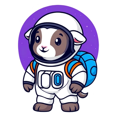 cute goat cosmonaut sticker