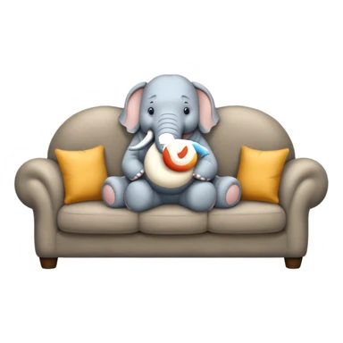 Please generate an emoji of An elephant is sitting on the sofa sticker