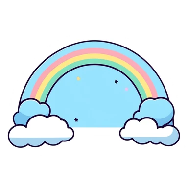 dreamy pastel blue rainbow with stars sticker