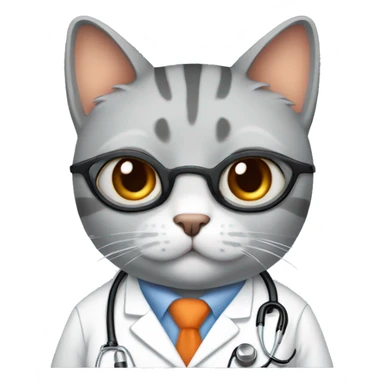 fat gray orange cat with long thick, black eyelashes dressed as a doctor female sticker