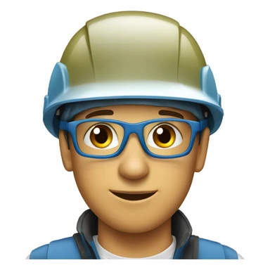 Young man wearing a safety helmet, earplugs and glases  sticker