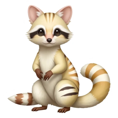 White albino pastel Genet-Numbat-Cacomistl-Tamarin-Tanuki-fusion-hybrid (full body) sticker