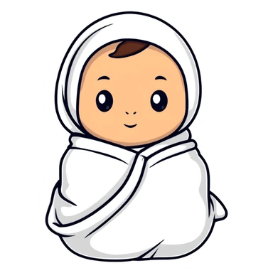 tanned baby swaddled in a white blanket sticker