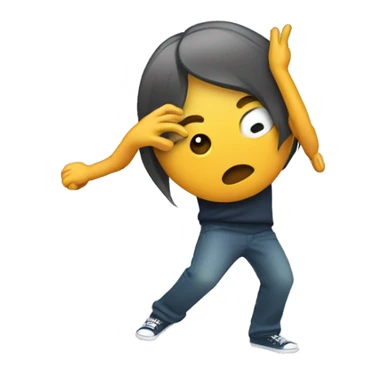 Dabbing emoji with really long arms sticker