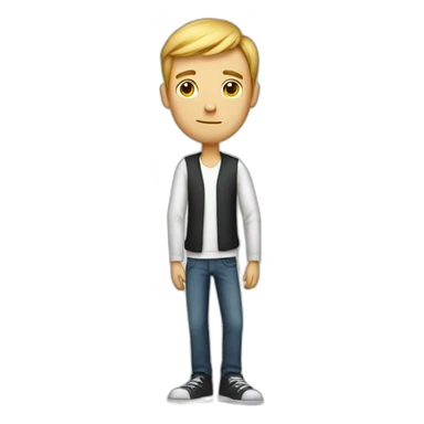 A skinny white guy with long arms, big nose sticker