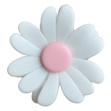 White trendy flower hair clip whith soft pink in the middle sticker