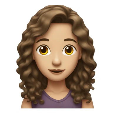 Pretty brunette girl long wavy hair sticker