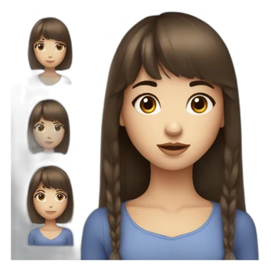 Fille aux yeux bleu brune avec une frange cheuveux long sticker