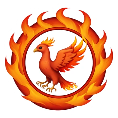 Name text of " Emberborn " An object of fire, circle and Phoenix sticker