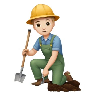 diligent young white male gardener digging soil sticker