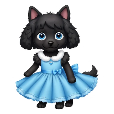 Black dog in dress with blue eyes  sticker
