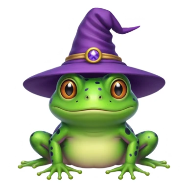 frog wear purple wicth hat sticker
