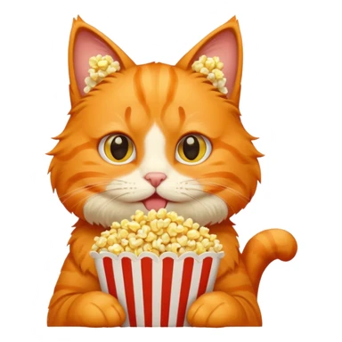 cat eat pop corn sticker