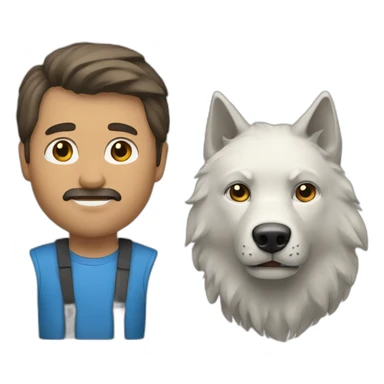Un hombre y un lobo sticker