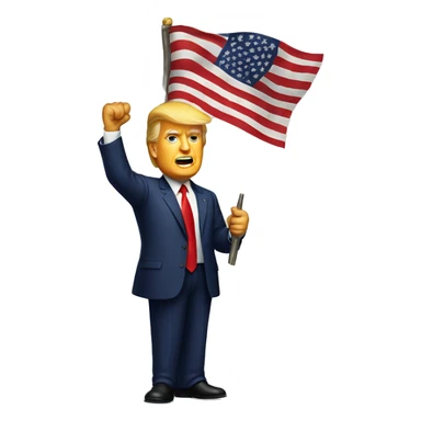 President trump holding American flag aloft sticker