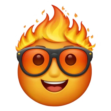 Make a fire emoji with sunglasses but without a face, just fire with glasses.WITHOUT A FACE sticker
