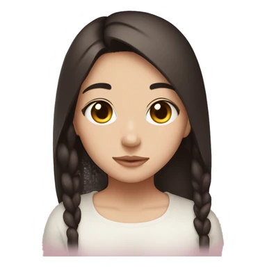 Brown eyed brunette girl with kuromi sticker