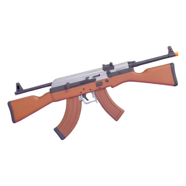 AK-47 assault rifle, side view, realistic details, 3D emoji style sticker