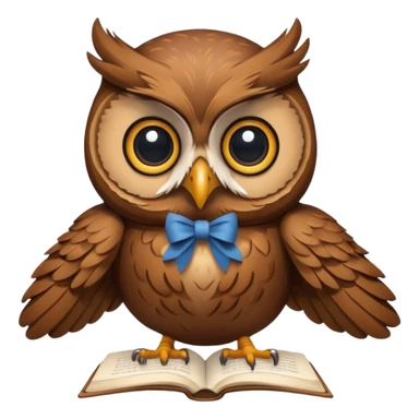 brown owl with book sticker