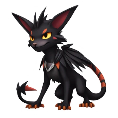 Cool Anthro Black Noivern-Quiana-Litten-Pokémon with edgy stripes hoodie spiked collar punk Full Body sticker