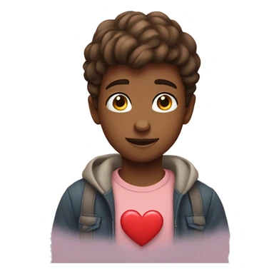 A boy wih heart pose sticker