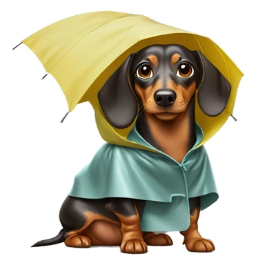 Weiner dog with raincoat sticker