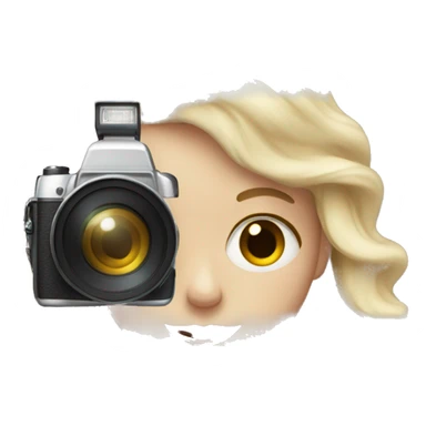 pale girl with long wavy hair holding camera sticker