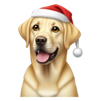 Yellow labrador wearing a santa hat sticker