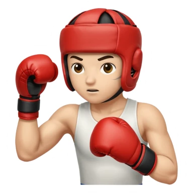 اغرب ايموجي ايموجي رجل لابس خوذة ملاكمة لابس قفاز ولاكم  لكمه مستقيمه يسار اصنع هذا الايموجي sticker