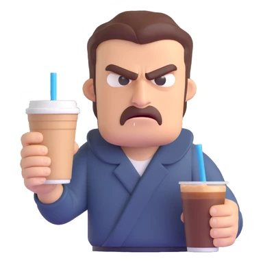 angry man with cold coffee sticker