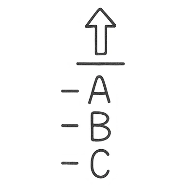 vertical text list with an upward arrow sticker