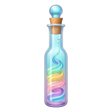 Sparkling pastel liquid in a corked up vial sticker